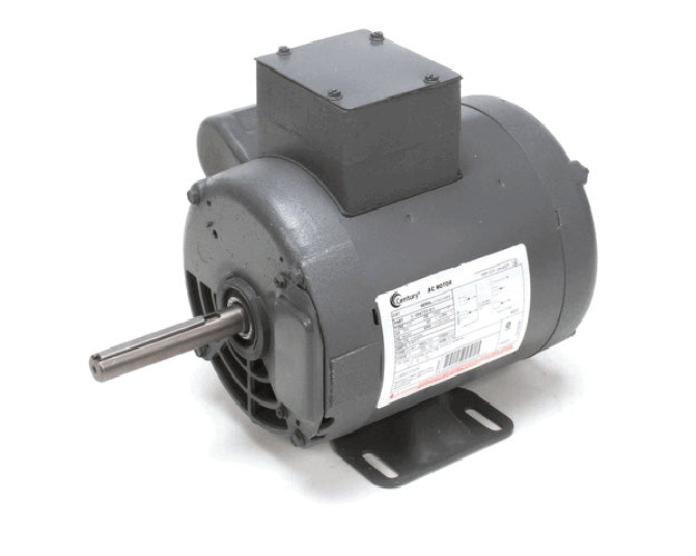 Robust electric motor with cooling fins and wiring box on white background