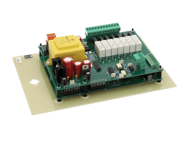 Electronic temperature control unit with flat front overlay and button labels on white background