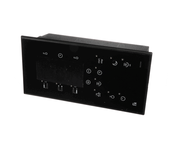 Electronic control module with multiple relays and terminal blocks on compact base on white background