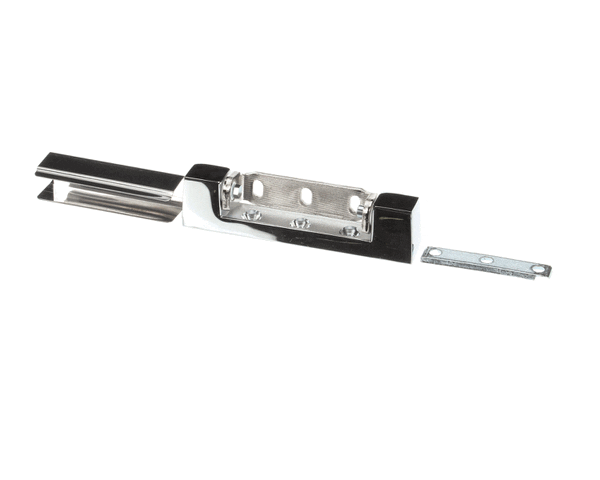 Sturdy metal oven door hinge with mounting holes and pivot arm on white background