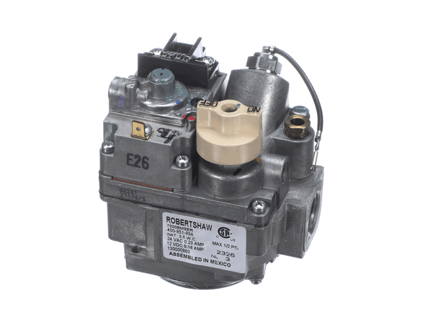 Frymaster 130000860 Gas Valve, Natural, 24VAC, 24V, Robertshaw on white background.