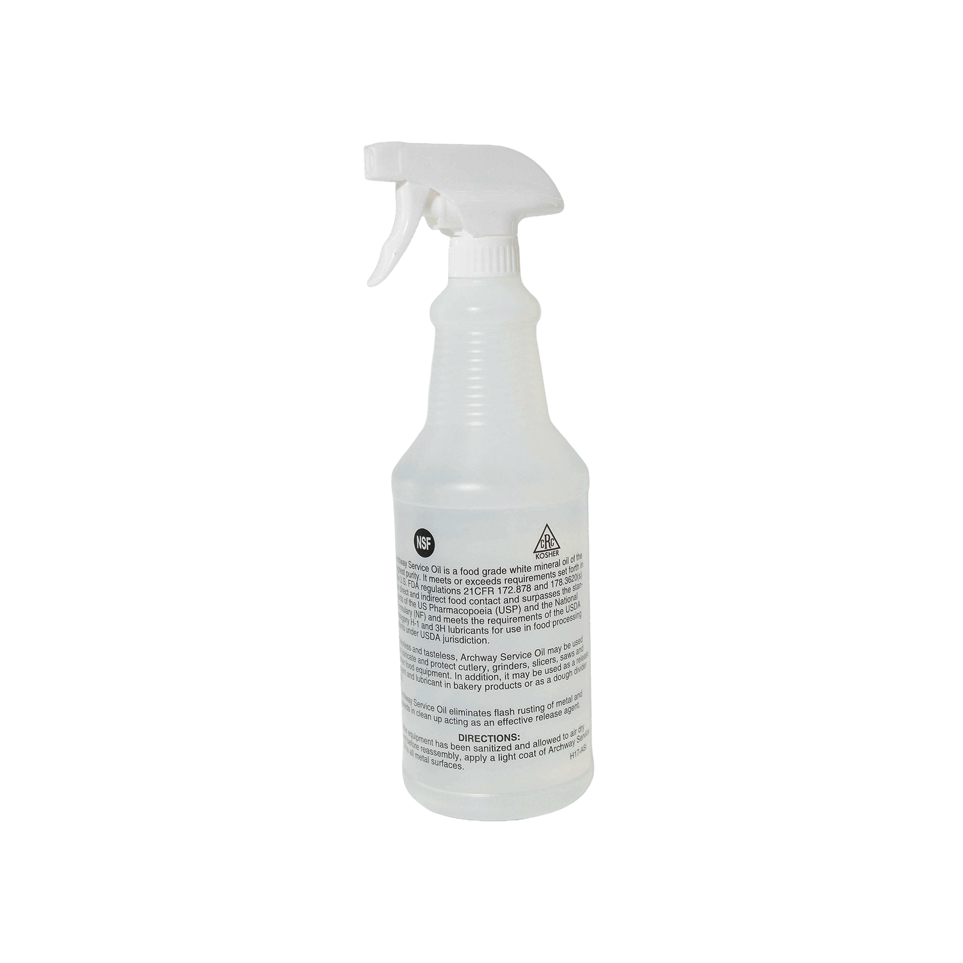 Food safe oil spray bottle on white background