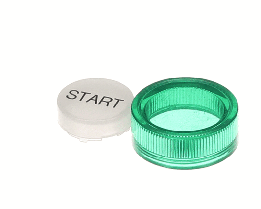 Gaylord Green illuminated pushbutton lens engraved with "START" on a white background