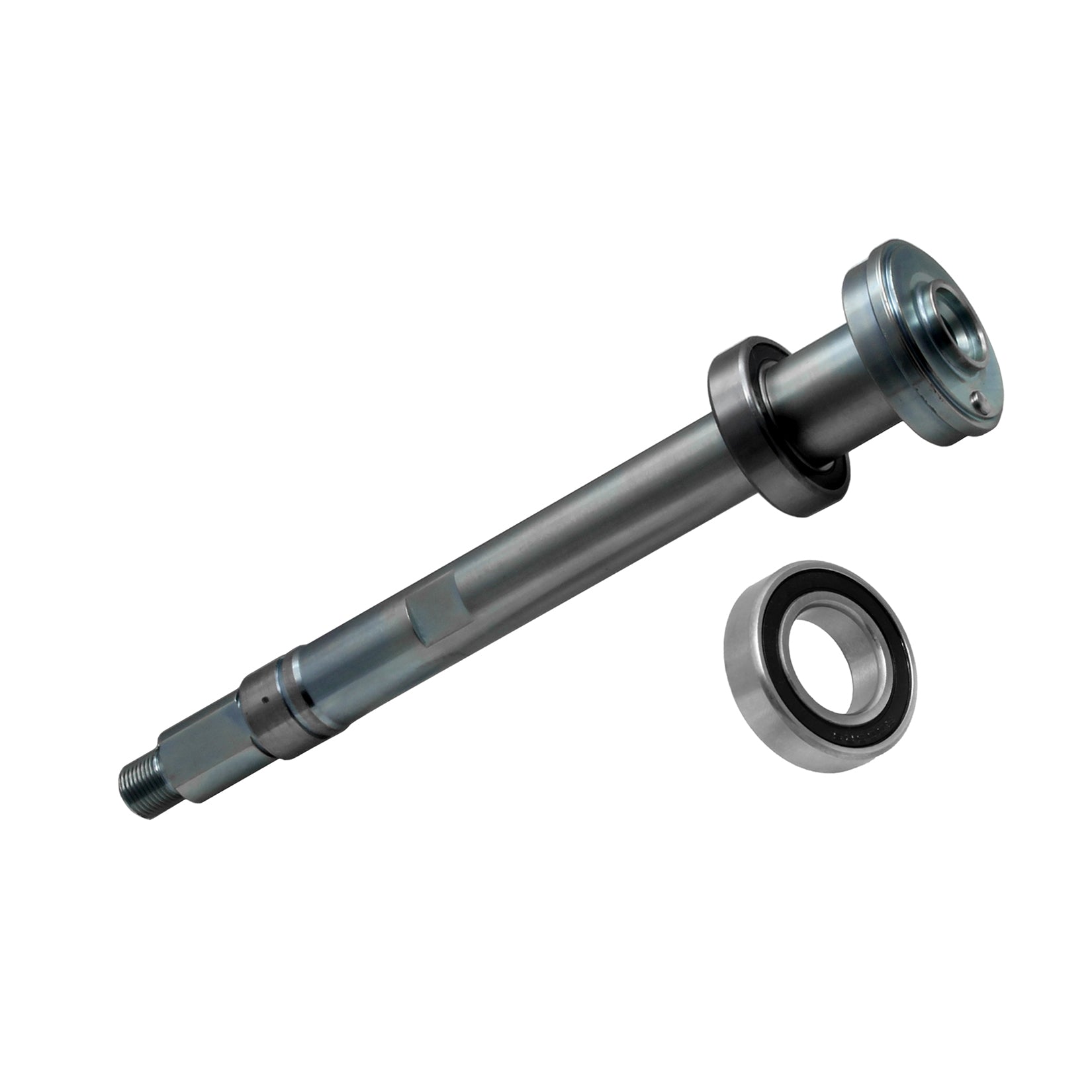 Metal shaft with a bearing on a white background