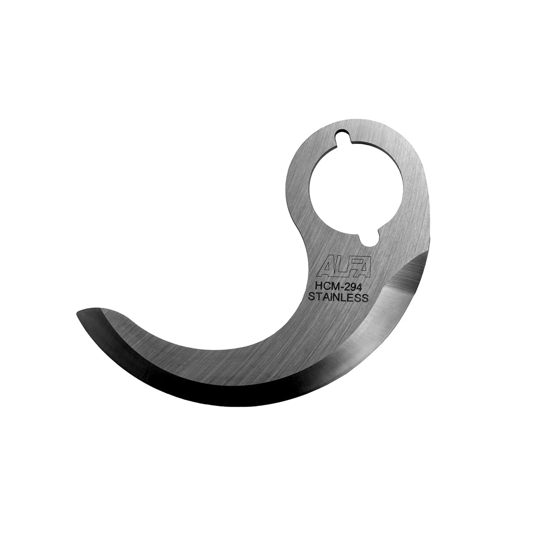 Stainless steel hook tool with 'ALFA' branding on a white background