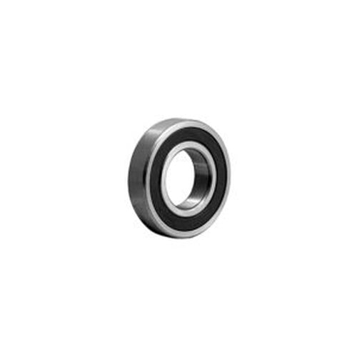 Circular silver ball bearing on white background.