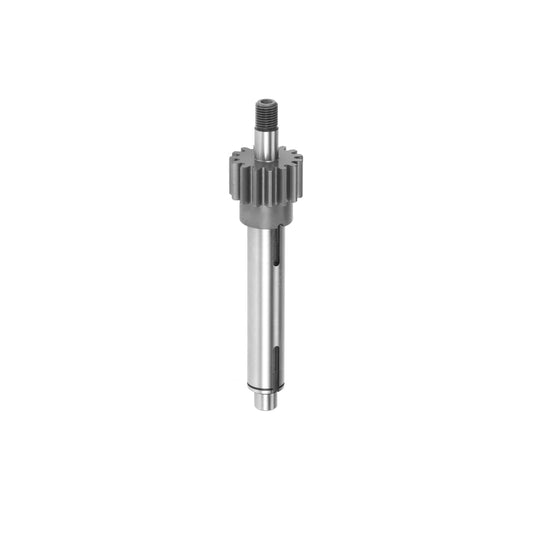 Metal gear shaft on white background.
