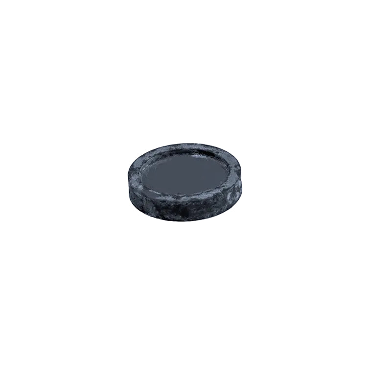Round black stone coaster on a white background