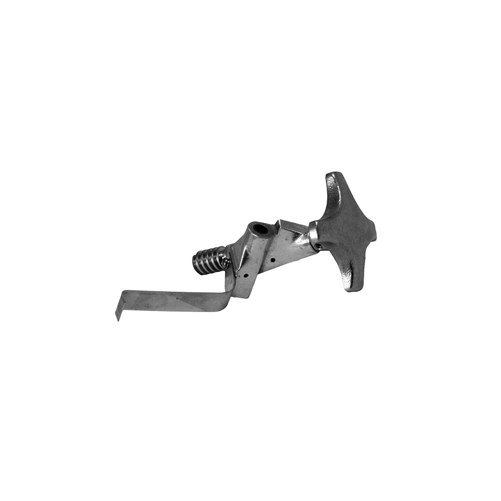 Metallic trigger mechanism on a white background