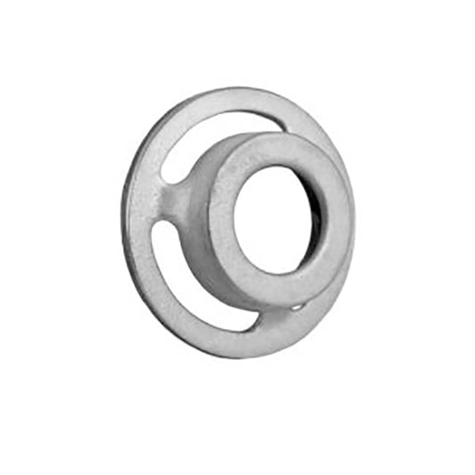 Metal circular grinder attachment on white background.