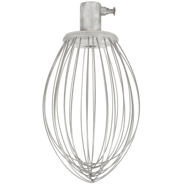 Metal whisk attachment on a white background