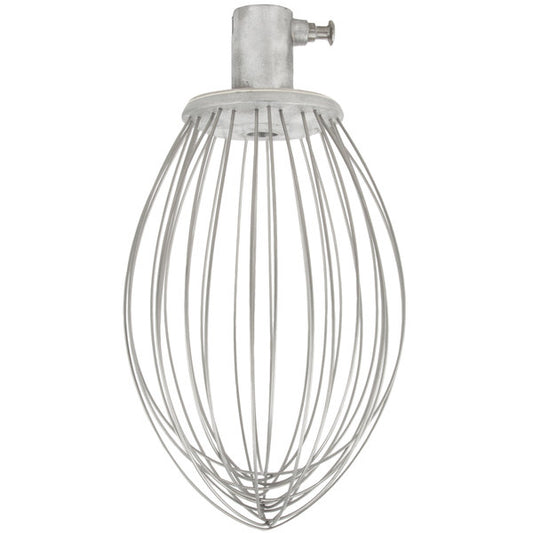 Metal whisk attachment on a white background