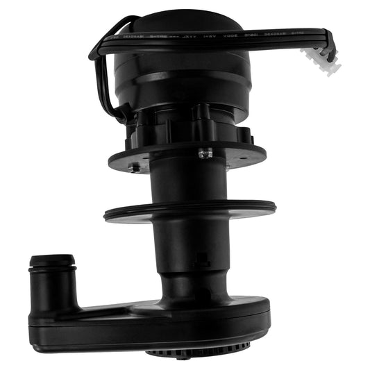 Black mechanical component on a white background