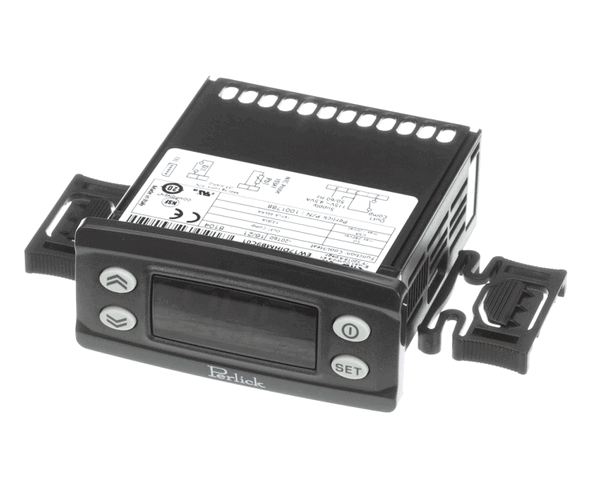 Blue-faced Eliwell temperature controller with display and buttons on a white background