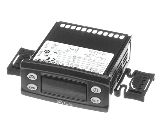 Blue-faced Eliwell temperature controller with display and buttons on a white background