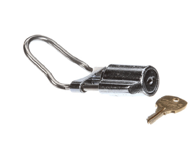 Faucet lock assembly with locking body and keys designed for F/600 faucets on a white background