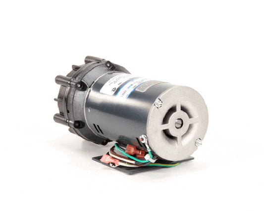 Glasswasher wash pump with motor and pump housing resting on a white background