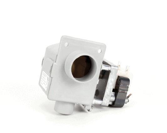 Motorized drain valve assembly with actuator and valve body on a white background