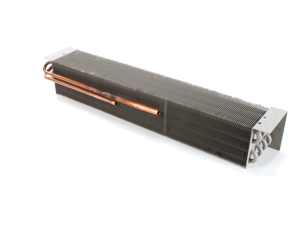 Epoxy-coated evaporator coil sized for three-quarter door remote back bar units on a white background
