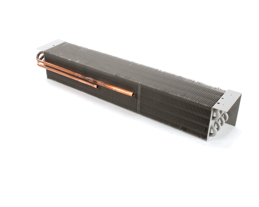 Epoxy-coated evaporator coil sized for three-quarter door remote back bar units on a white background