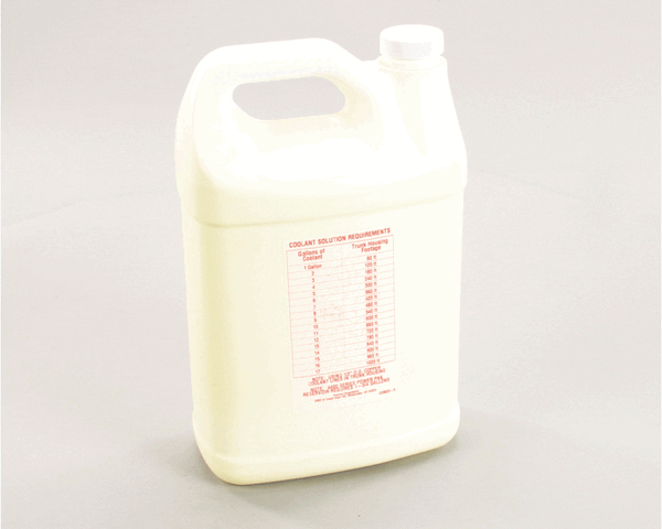 One-gallon jug of glycol coolant with labeled front panel standing on a white background