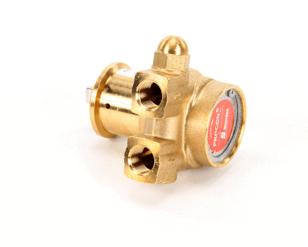 Metal positive displacement pump with flanged ports and compact body on a white background