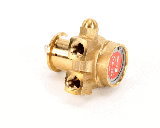 Metal positive displacement pump with flanged ports and compact body on a white background