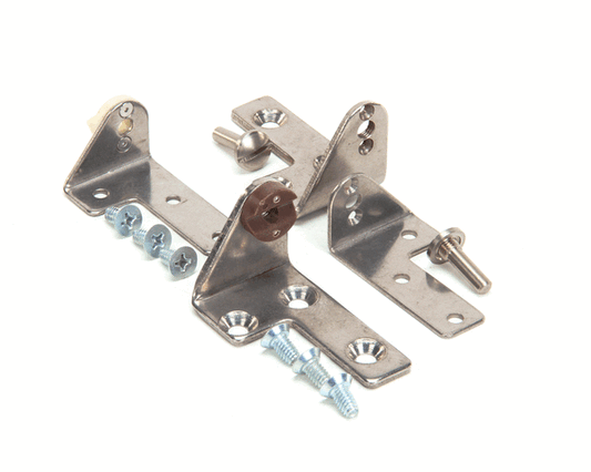 Left-hand cabinet hinge assembly with bracket and hinge arm on a white background
