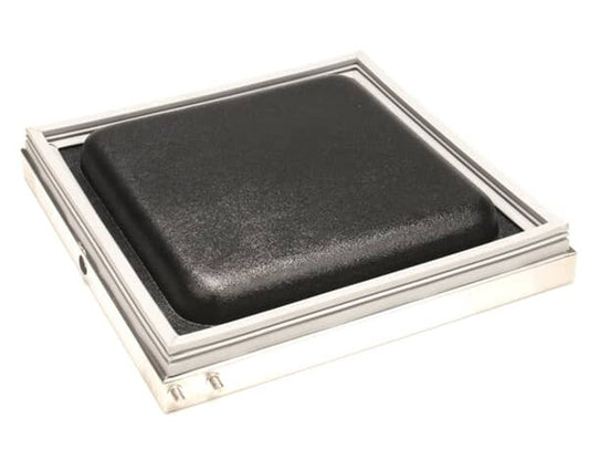 Large insulated cover assembly with hinges and handle for an ice cream cabinet on a white background