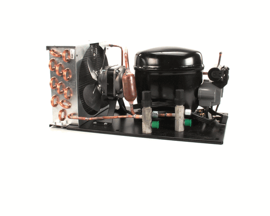 1/3 horsepower condensing unit variant with compressor and condenser coil on a white background