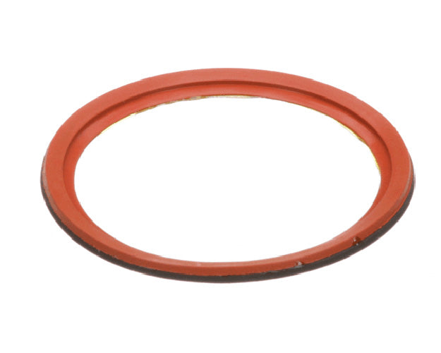 Flexible rubber diaphragm disc sized for a pressure regulator laid flat on a white background