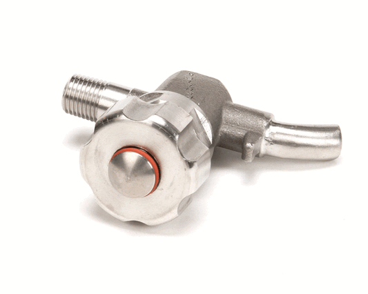 Stainless steel sample valve with 1/4-inch NPT male connection on a white background