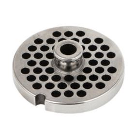 Thick 15 mm #32 hub-style meat grinder plate with 3/8 inch holes for Hobart #32 grinders, part 32 3/8 HUB 15MM