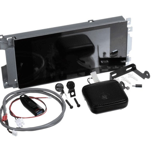 Turbochef oven display screen with installation parts on white background.