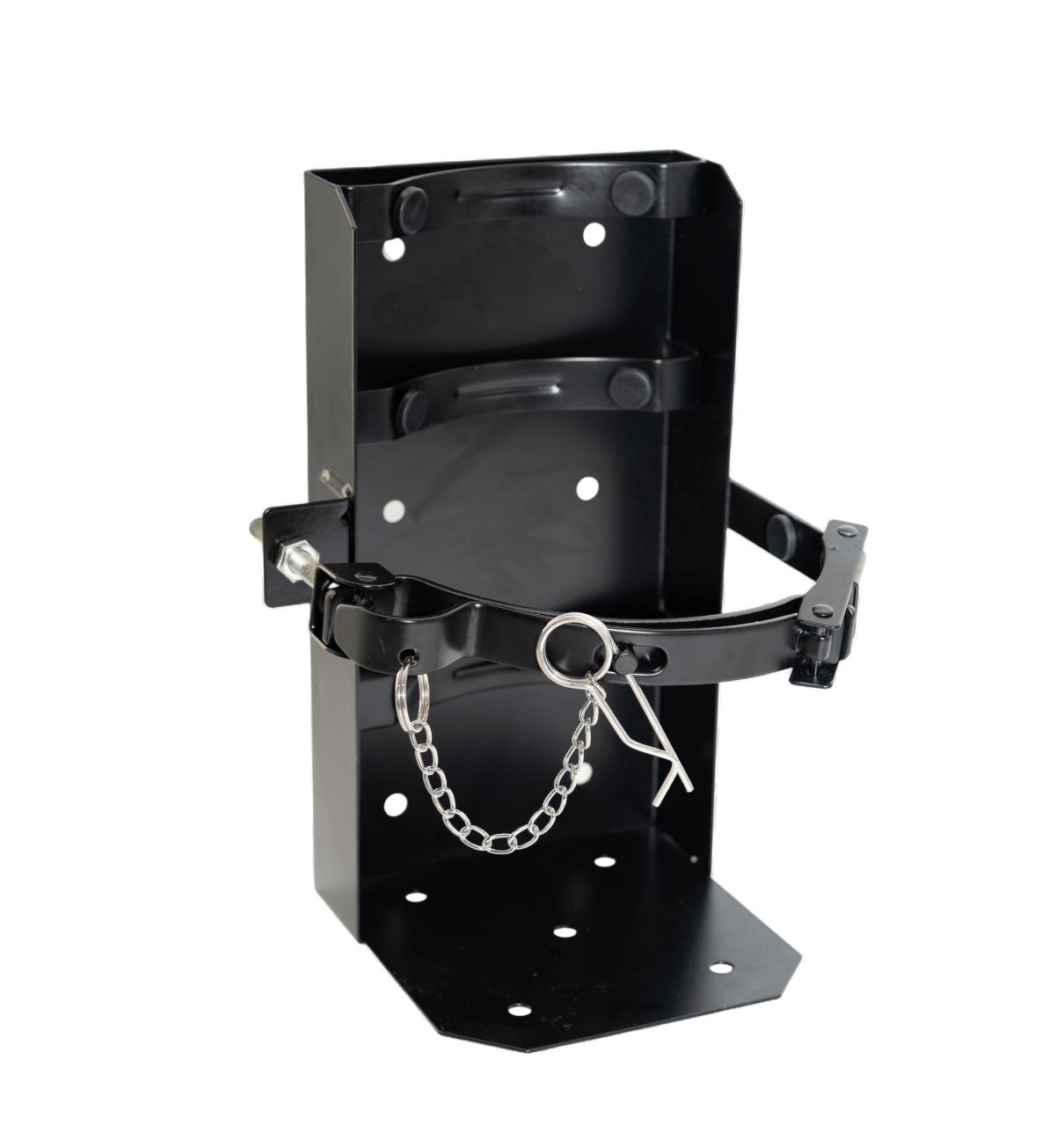 Vehicle and marine bracket for 20–30 lb ABC fire extinguishers, corrosion-resistant mount for trailers and boats.