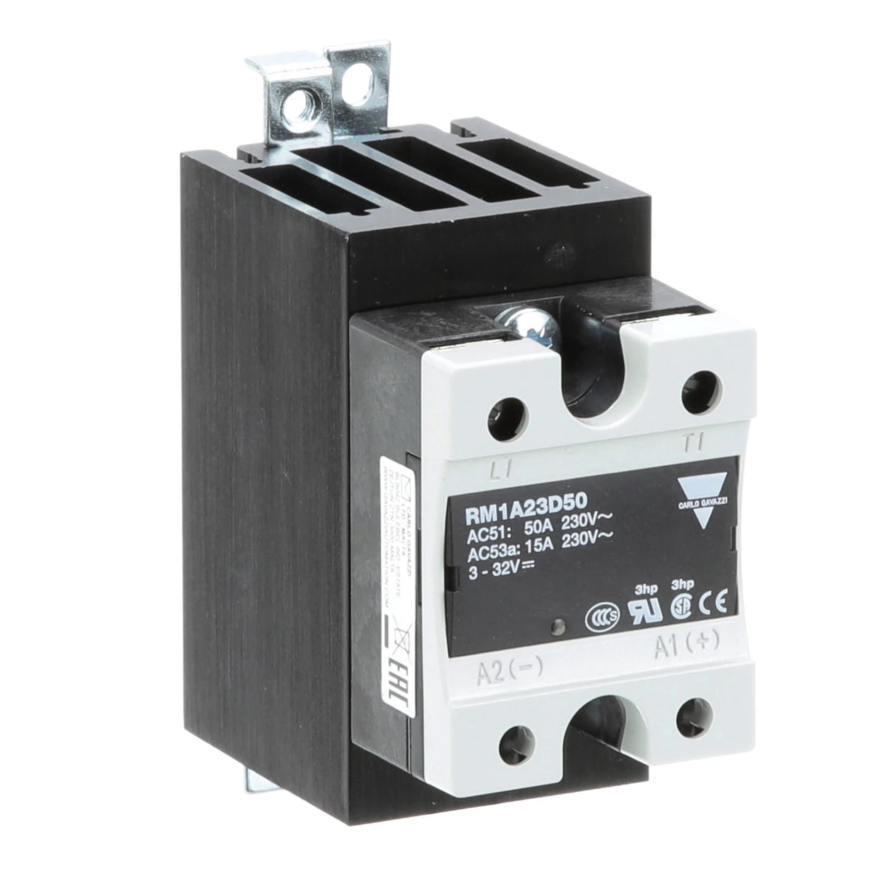 Black and white relay on white background.