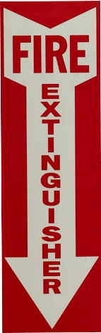 Picture of Fire Extinguisher Arrow Sign, Glow-In-Dark: 4"x12"