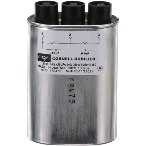 TurboChef 100232 High Voltage Capacitor – OEM Dual 0.91uF 0.19uF